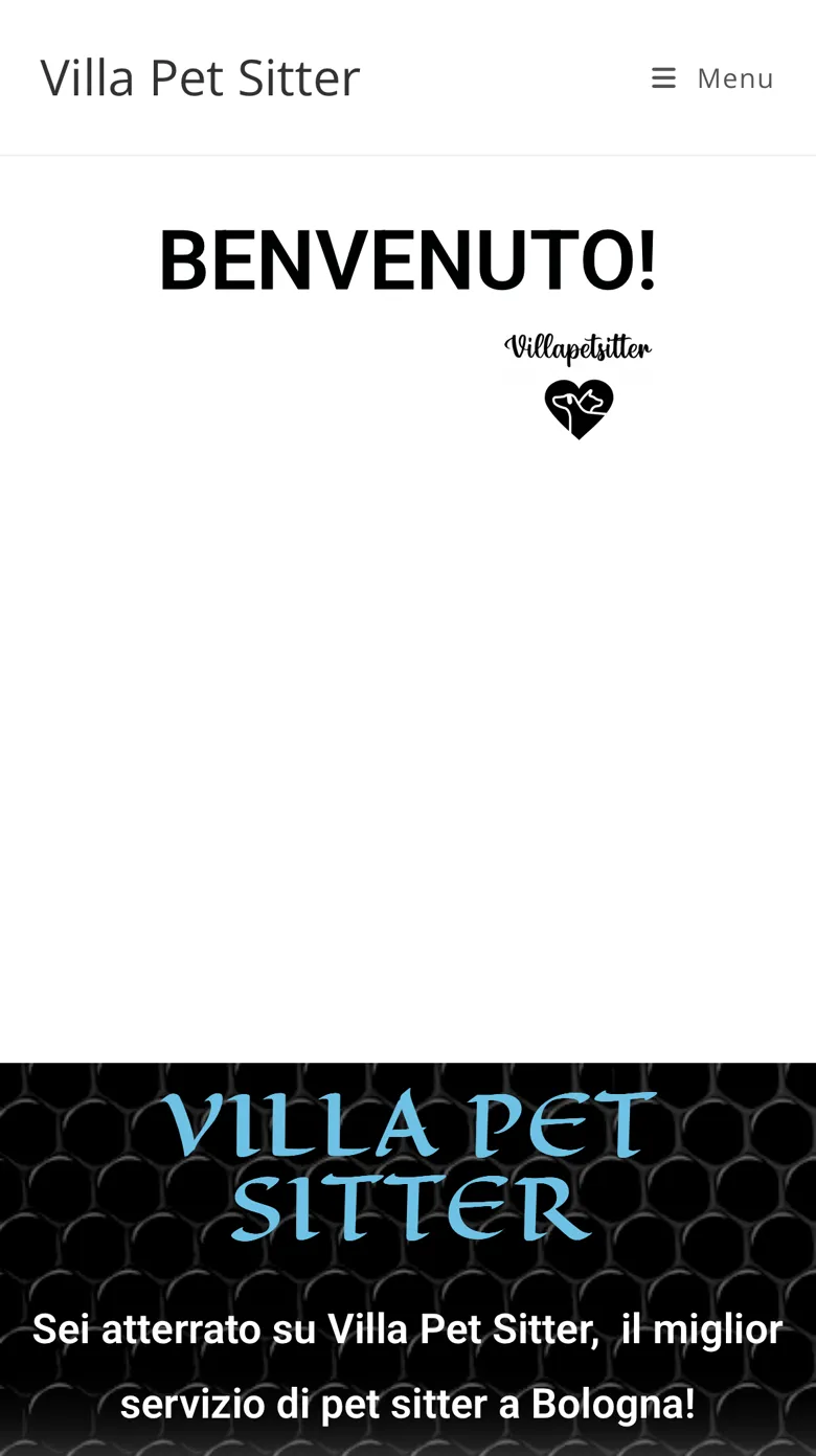 Home page del vecchio sito di Villa Pet Sitter (villapetsitter.eu), fatto in WordPress con Elementor